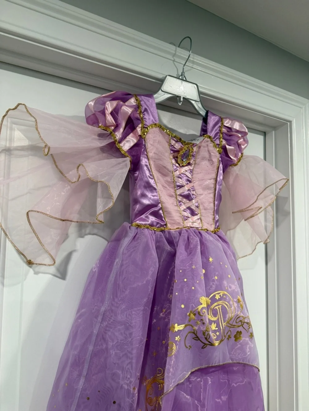 Disney’s Rapunzel Princess Girls Costume Dress with Gold Accents, Size 5/6